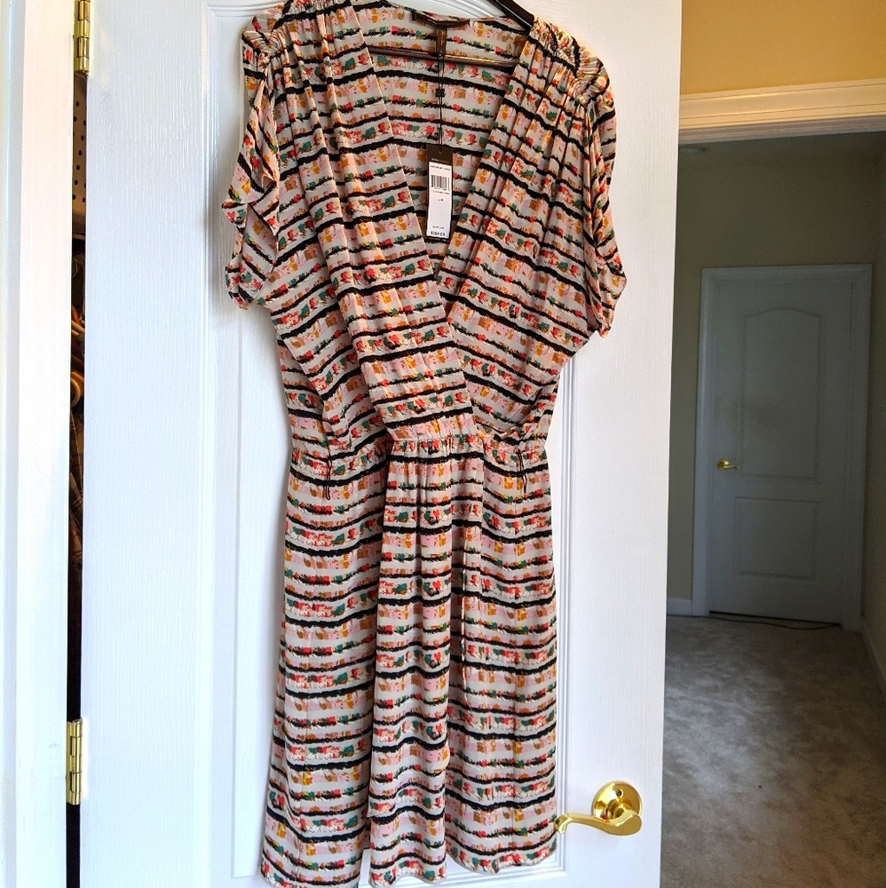 New BCBGMAXAZRIA Silk Wrap Dress